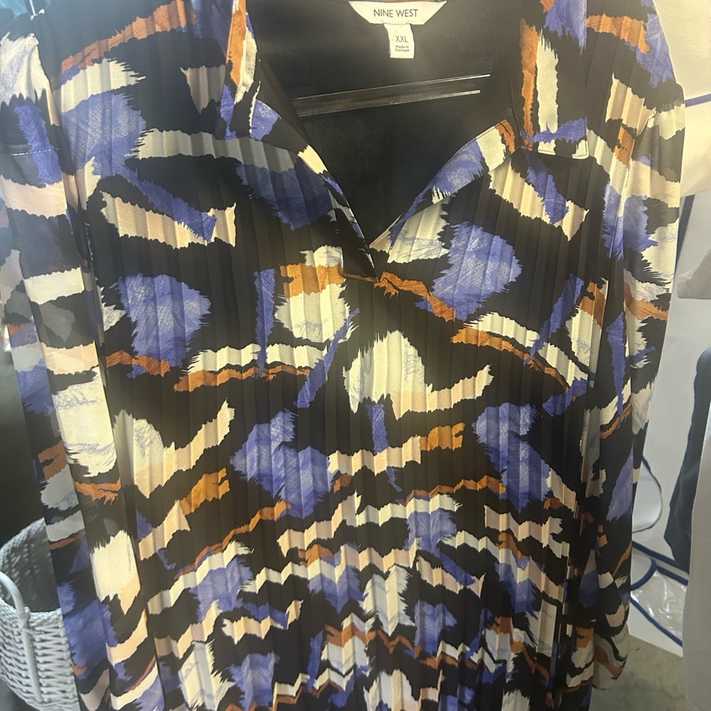 Nine West Abstract Blue and Orange Dress
